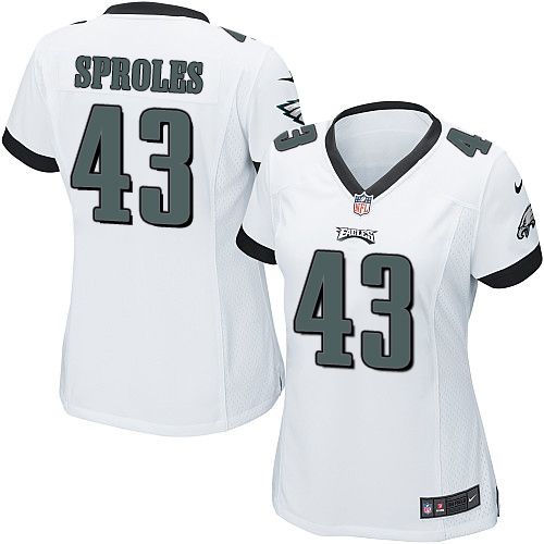 Nike Eagles #43 Darren Sproles White Women's Stitched NFL New Elite Jersey - Click Image to Close